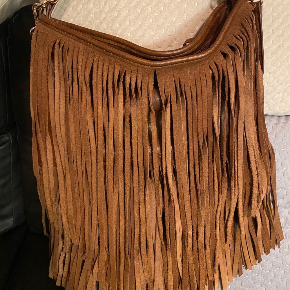Leather Fringe Hobo Bag